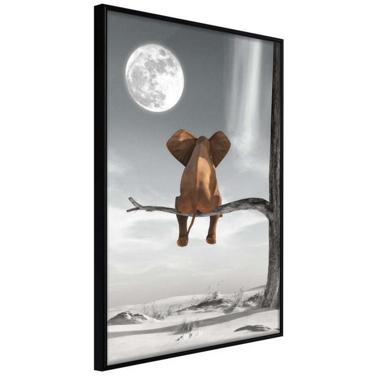 Poster Elephant and Moon - fantasy with African animal against desert backdrop 128828 additionalImage 11