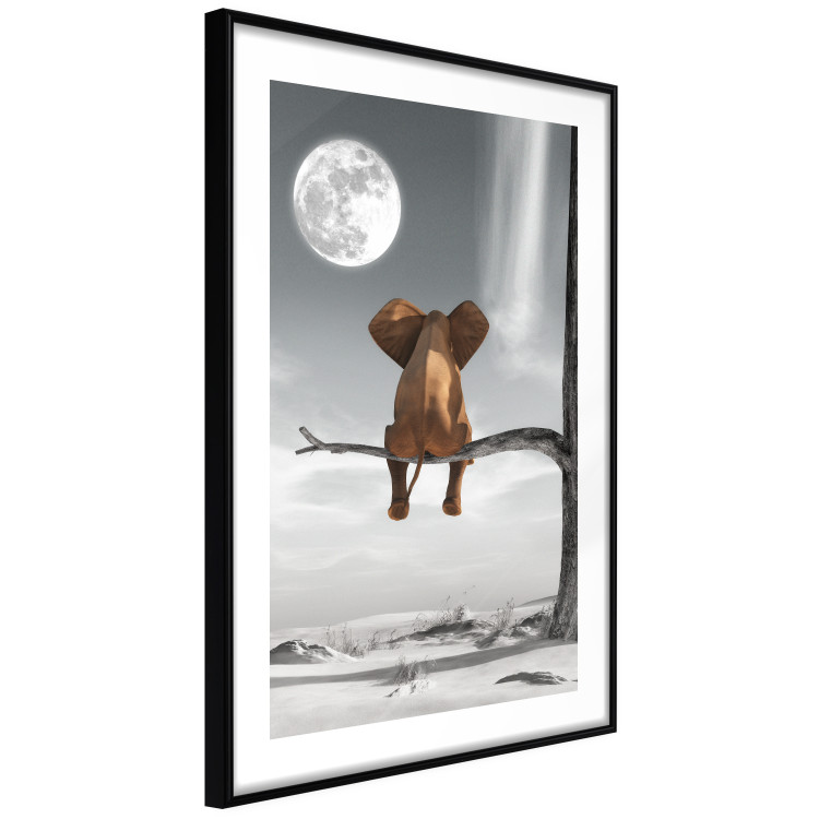 Poster Elephant and Moon - fantasy with African animal against desert backdrop 128828 additionalImage 8