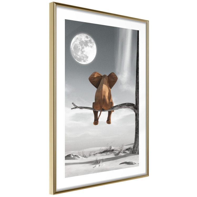 Poster Elephant and Moon - fantasy with African animal against desert backdrop 128828 additionalImage 9