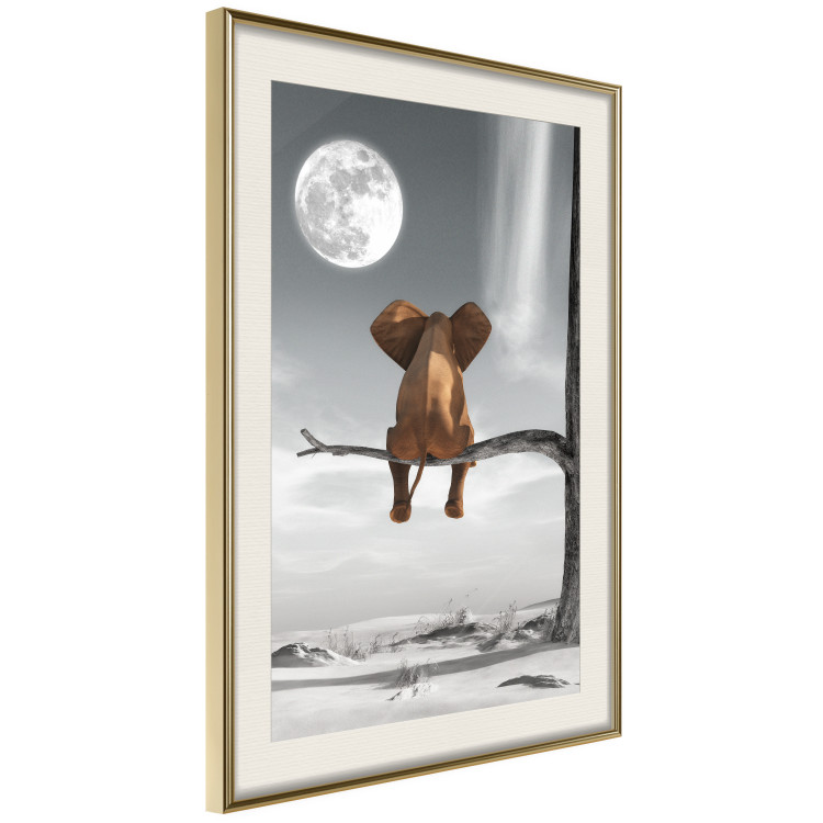 Poster Elephant and Moon - fantasy with African animal against desert backdrop 128828 additionalImage 3