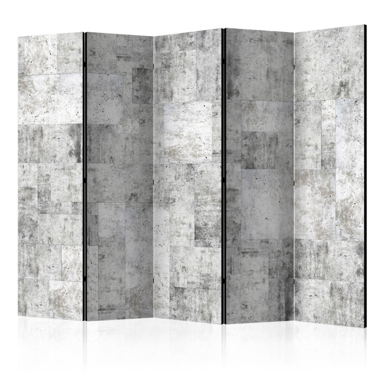 Folding Screen Concrete: Gray City II (5-piece) - industrial background in shades of gray 128928