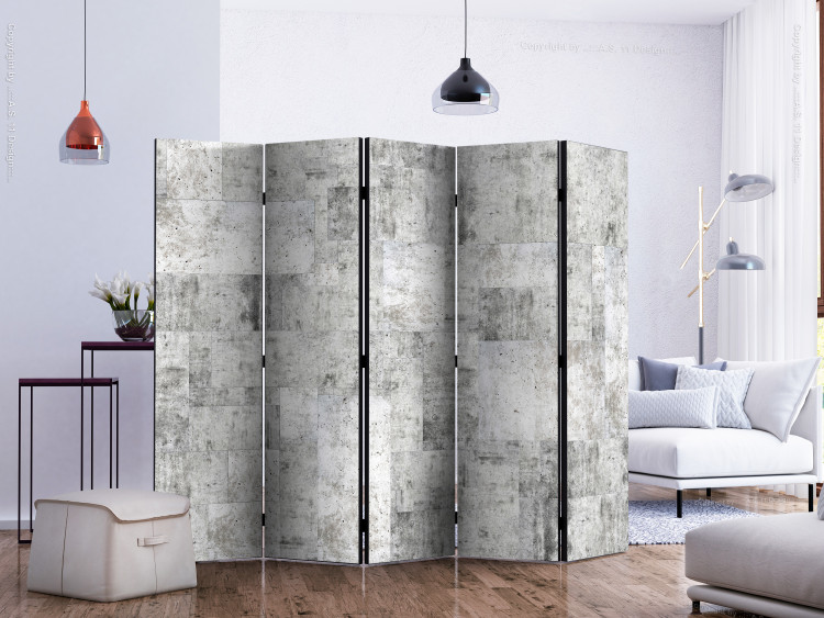 Folding Screen Concrete: Gray City II (5-piece) - industrial background in shades of gray 128928 additionalImage 2