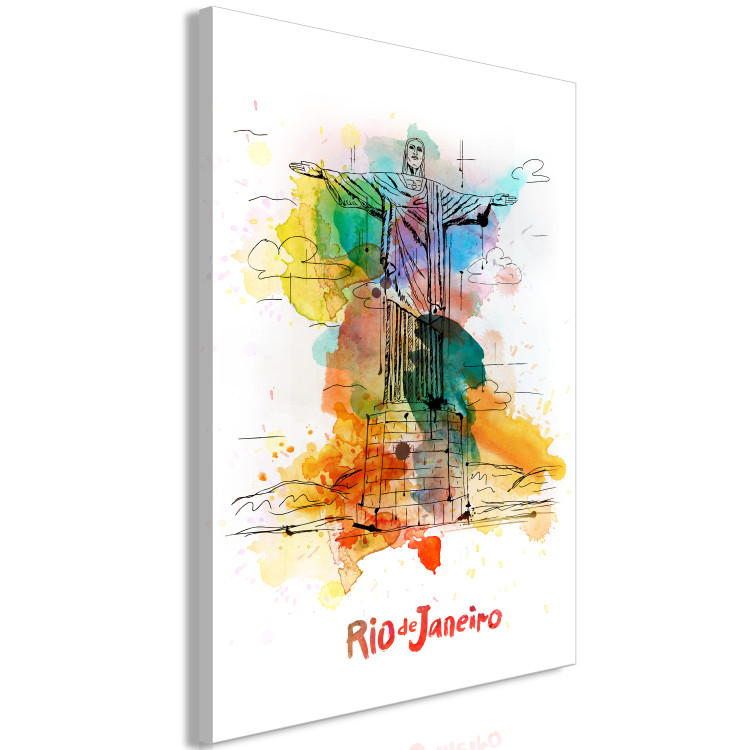 Canvas Rainbow Rio (1-part) vertical - Jesus in abstract architecture 129328 additionalImage 2