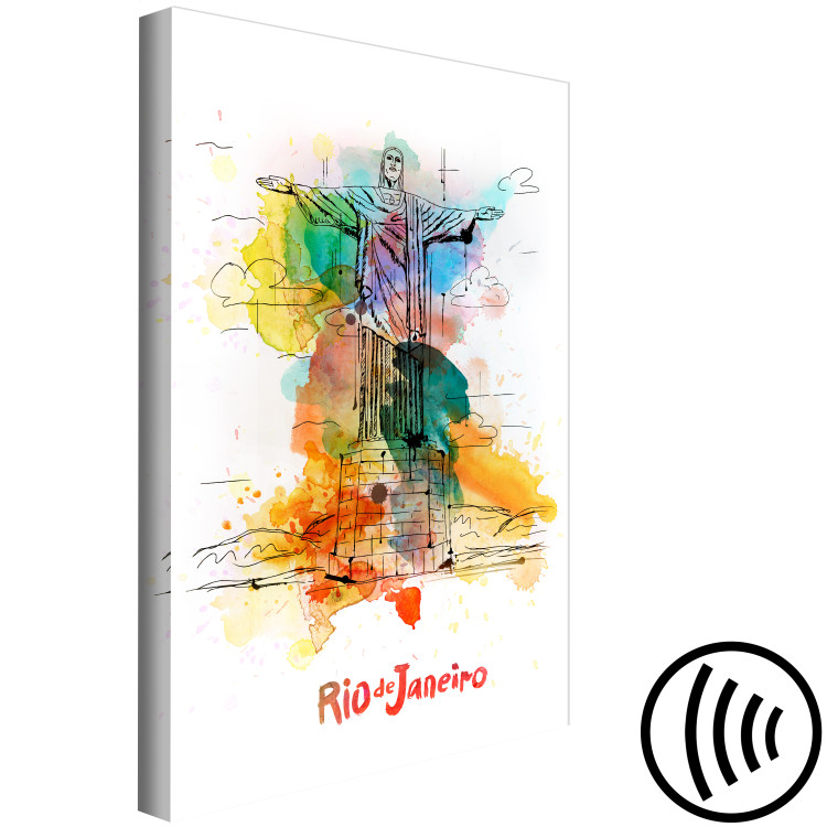 Canvas Rainbow Rio (1-part) vertical - Jesus in abstract architecture 129328 additionalImage 6