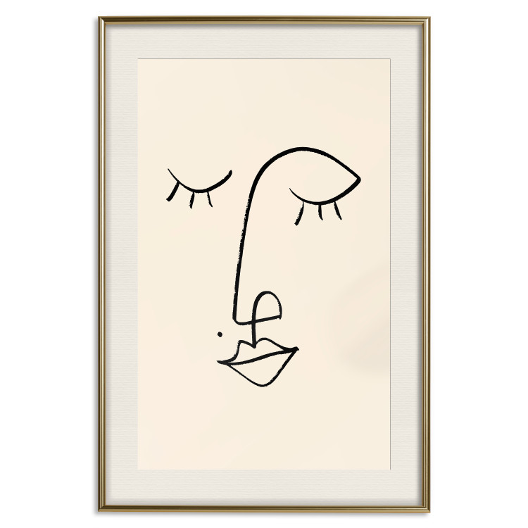 Wall Poster Playful Beauty Mark - line art of a face on a light abstract background 130828 additionalImage 20