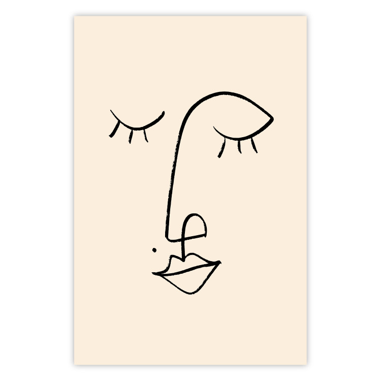 Wall Poster Playful Beauty Mark - line art of a face on a light abstract background 130828