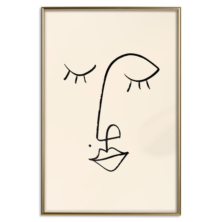 Wall Poster Playful Beauty Mark - line art of a face on a light abstract background 130828 additionalImage 17