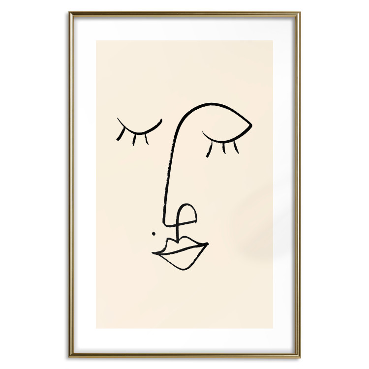 Wall Poster Playful Beauty Mark - line art of a face on a light abstract background 130828 additionalImage 16
