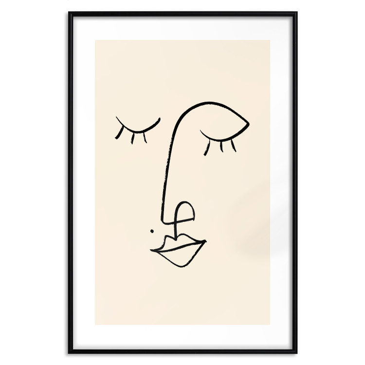 Wall Poster Playful Beauty Mark - line art of a face on a light abstract background 130828 additionalImage 15