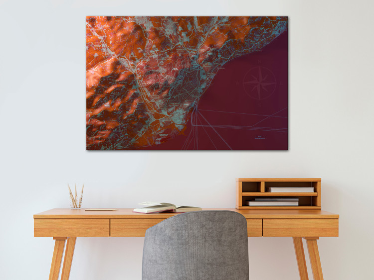 Canvas Print Barcelona map - photograph of city plan on red background 131628 additionalImage 3