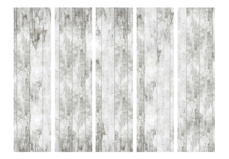 Folding Screen Sense of Style II (5-piece) - gray composition with plank texture 132828 additionalImage 3