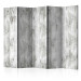 Folding Screen Sense of Style II (5-piece) - gray composition with plank texture 132828