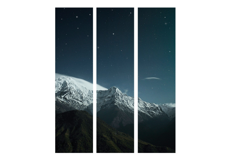 Room Divider Aurora Borealis (3-piece) - mountain landscape against night sky and stars 132928 additionalImage 3