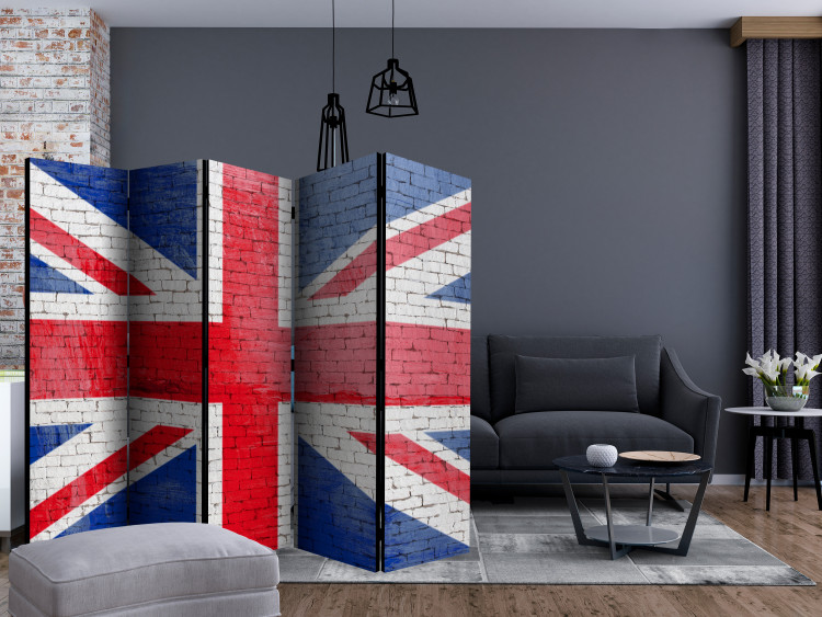 Room Separator British Flag II (5-piece) - Union Jack flag on a wall background 133028 additionalImage 4