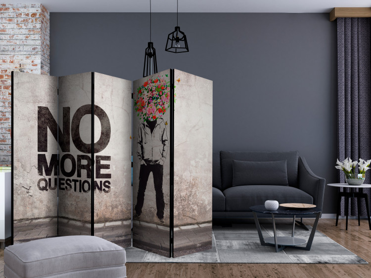 Folding Screen No more questions II (5-piece) - abstraction with an English quote 133228 additionalImage 4