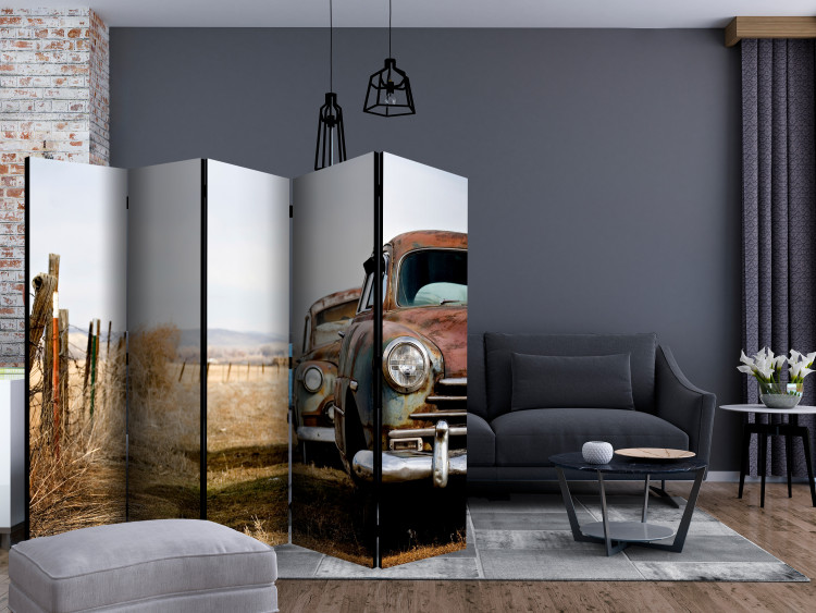 Room Divider Two Old American Cars II (5-piece) - retro composition 133328 additionalImage 4