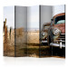 Room Divider Two Old American Cars II (5-piece) - retro composition 133328