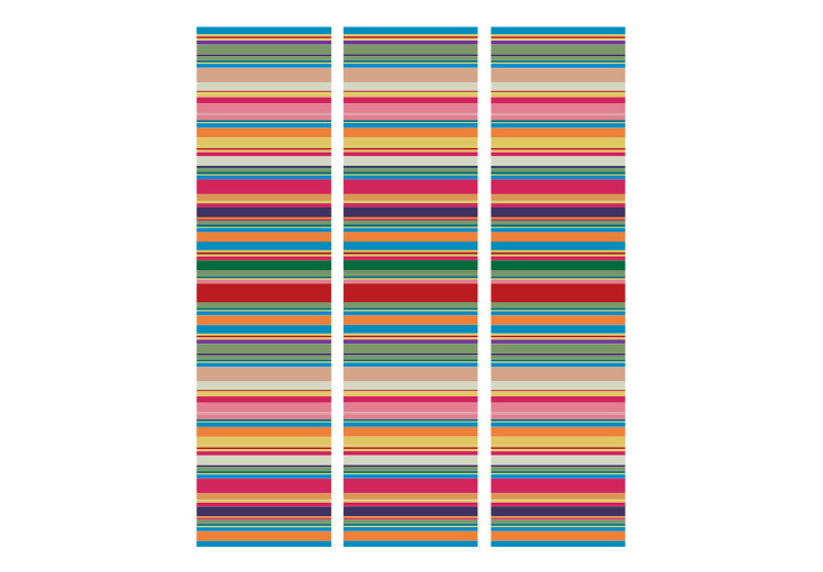 Room Divider Screen Muted Stripes (3-piece) - composition with simple colorful stripes 133428 additionalImage 3