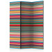 Room Divider Screen Muted Stripes (3-piece) - composition with simple colorful stripes 133428
