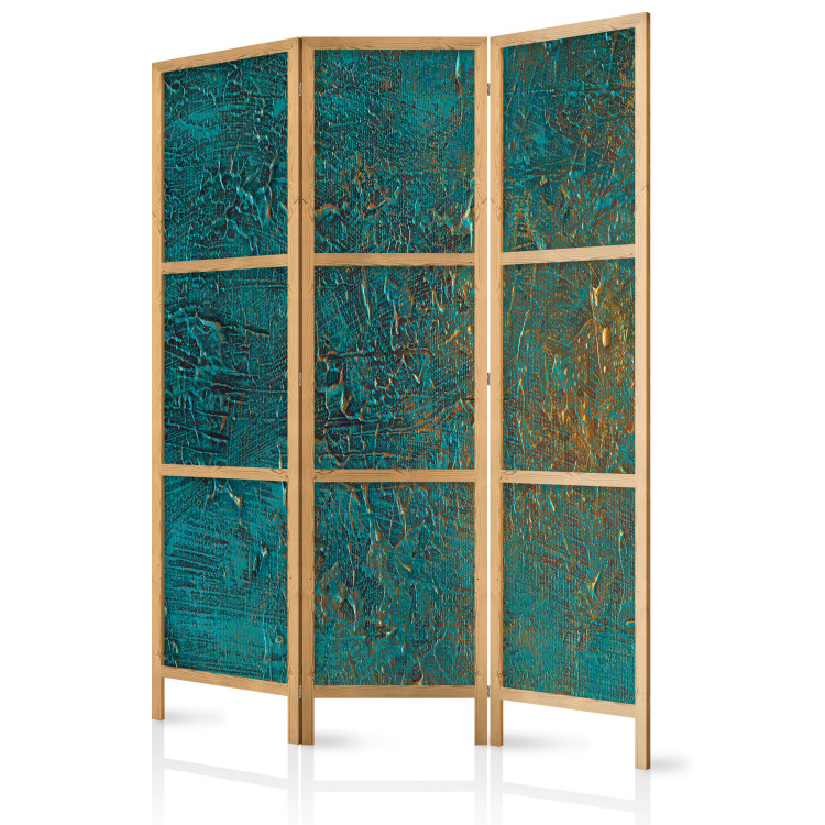 Room Divider Screen Azure Mirror - turquoise abstract texture with golden accent 133628 additionalImage 5
