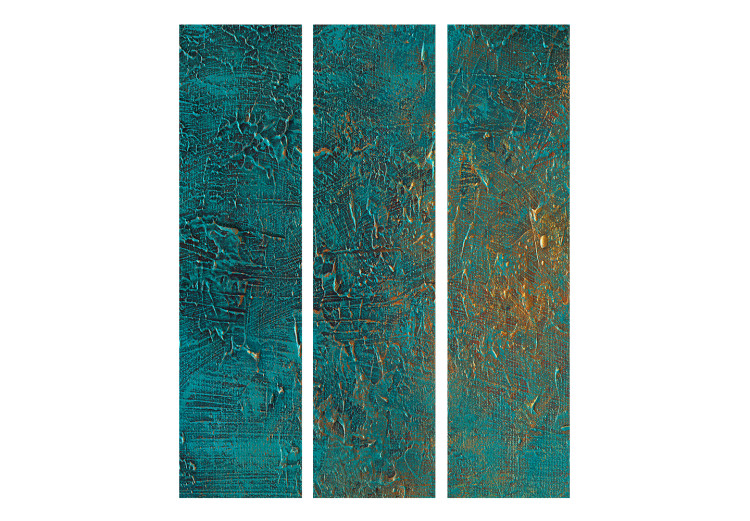 Room Divider Screen Azure Mirror - turquoise abstract texture with golden accent 133628 additionalImage 3