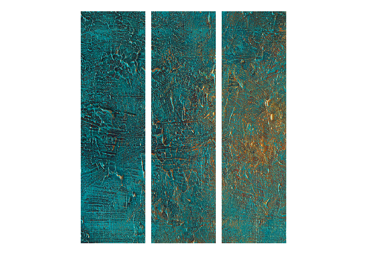 Room Divider Screen Azure Mirror - turquoise abstract texture with golden accent 133628 additionalImage 7