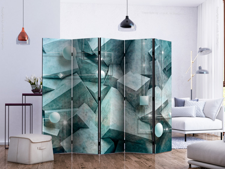Room Divider Concrete Cubes (Green) II - concrete architecture of light figures 133728 additionalImage 2