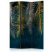 Room Separator Gilded Feathers (3-piece) - Composition in feathers and dark green background 136128