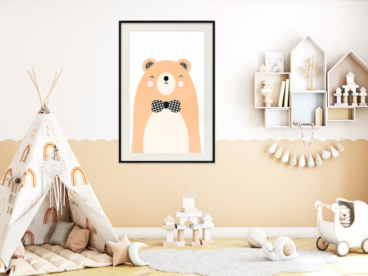 Wall Poster Bear in a Bowtie - colorful funny bear on a white contrasting background 138128 additionalImage 12