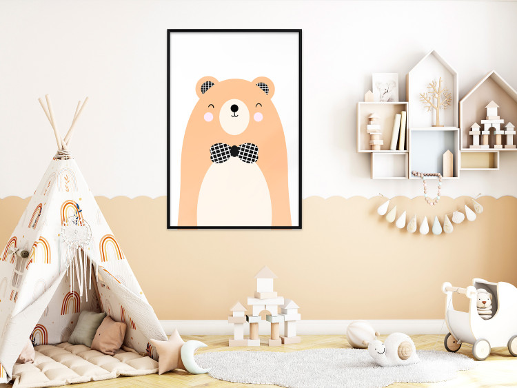 Wall Poster Bear in a Bowtie - colorful funny bear on a white contrasting background 138128 additionalImage 19