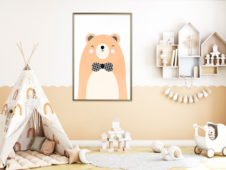 Wall Poster Bear in a Bowtie - colorful funny bear on a white contrasting background 138128 additionalImage 13