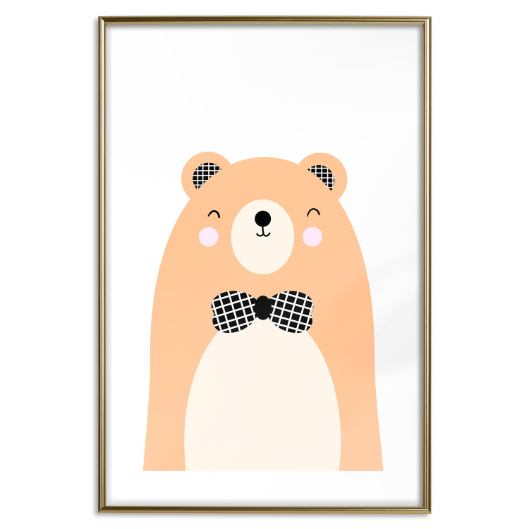 Wall Poster Bear in a Bowtie - colorful funny bear on a white contrasting background 138128 additionalImage 22