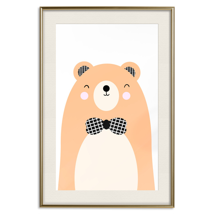 Wall Poster Bear in a Bowtie - colorful funny bear on a white contrasting background 138128 additionalImage 23
