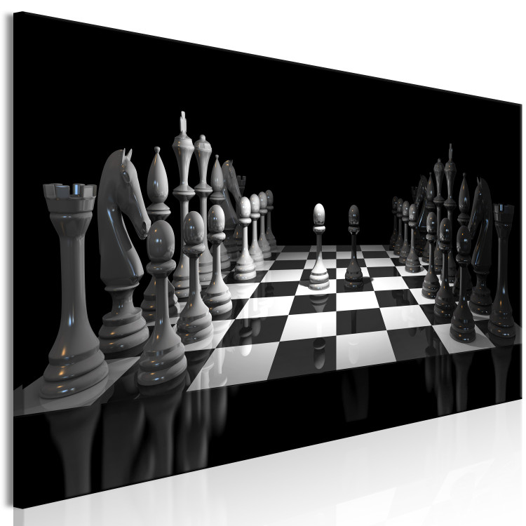 Canvas Chess Game (1-piece) Narrow - black and white unique abstraction 142528 additionalImage 2