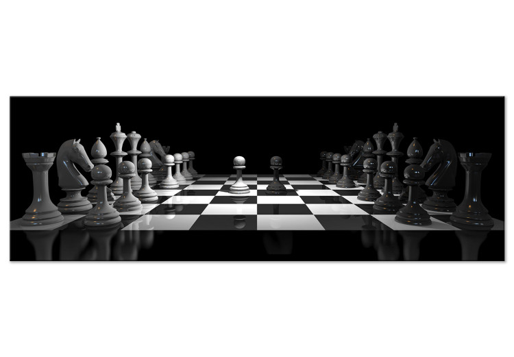 Canvas Chess Game (1-piece) Narrow - black and white unique abstraction 142528