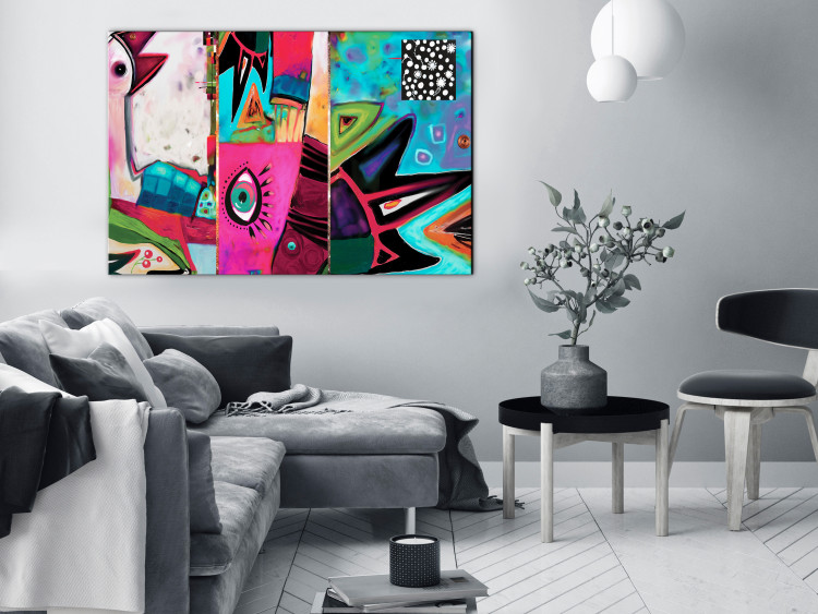 Canvas Print Cheerful Bird (1-piece) - colorful abstraction in unusual shapes 144728 additionalImage 3