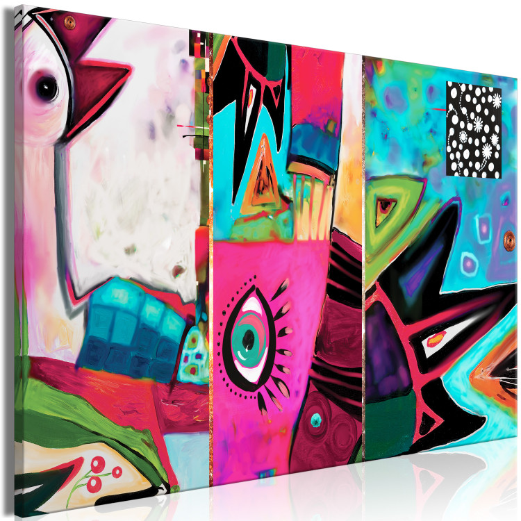 Canvas Print Cheerful Bird (1-piece) - colorful abstraction in unusual shapes 144728 additionalImage 2