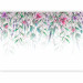 Photo Wallpaper Watercolor Meadow - Pink Flowers and Delicate Leaves on a White Background 145128 additionalThumb 1