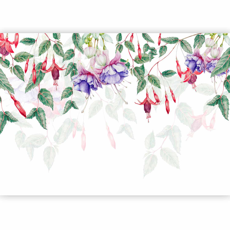 Wall Mural Fuchsia Flowers - Watercolor Dense Climbers of Colorful Plants and Leaves 145528 additionalImage 1