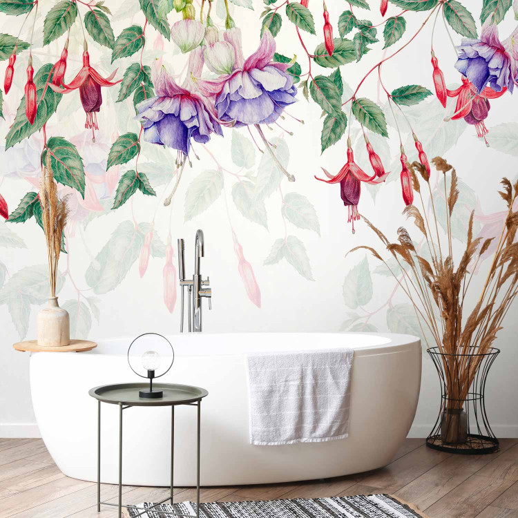 Wall Mural Fuchsia Flowers - Watercolor Dense Climbers of Colorful Plants and Leaves 145528 additionalImage 8