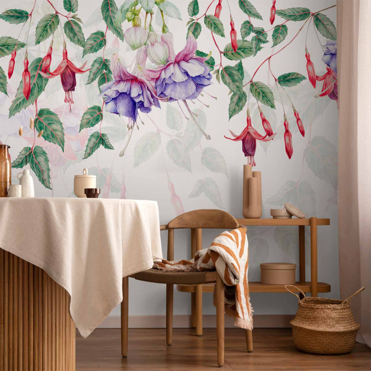 Wall Mural Fuchsia Flowers - Watercolor Dense Climbers of Colorful Plants and Leaves 145528 additionalImage 6