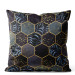 Decorative Velor Pillow Floral geometry - hexagons and branches in dark colours 147228