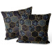 Decorative Velor Pillow Floral geometry - hexagons and branches in dark colours 147228 additionalThumb 3