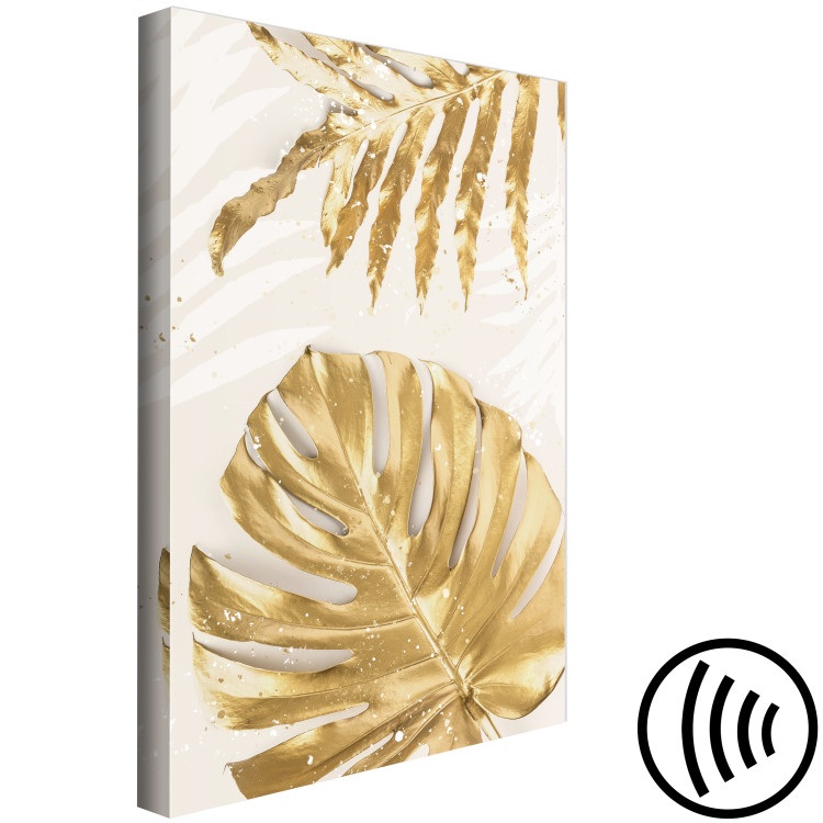 Canvas Golden Leaves With a Monstera - Elegant Plants With a Festive Atmosphere 148428 additionalImage 6