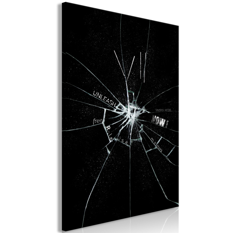 Canvas Seven Sins (1-piece) - abstraction in cracked glass and inscriptions 148828 additionalImage 2