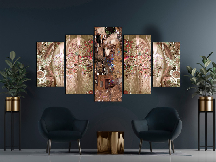 Canvas Klimt's Lovers (5-piece) Wide - kiss among trees 149128 additionalImage 3