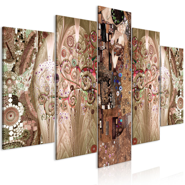 Canvas Klimt's Lovers (5-piece) Wide - kiss among trees 149128 additionalImage 2