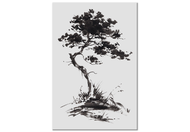 Canvas Japanese Pine - Oriental Motif Painted With Black Ink 149828