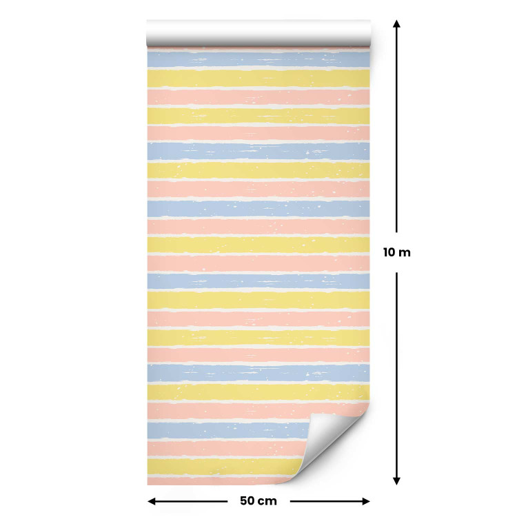 Modern Wallpaper Pastel Pattern - Pink, Yellow and Blue Stripes on a White Background 150028 additionalImage 7