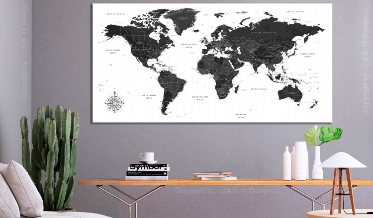 Large canvas print Black and White Map II [Large Format] 150628 additionalImage 5